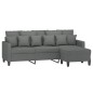 vidaXL 3-Sitzer-Sofa mit Hocker Dunkelgrau 180 cm Stoff vidaXL 3-Sitzer-Sofa mit Hocker Dunkelgrau 180 cm Stoff