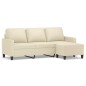 vidaXL 3-Sitzer-Sofa mit Hocker Creme 180 cm Kunstleder vidaXL 3-Sitzer-Sofa mit Hocker Creme 180 cm Kunstleder