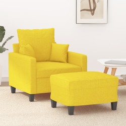 vidaXL Sessel mit Hocker Hellgelb 60 cm Stoff