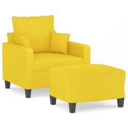 vidaXL Sessel mit Hocker Hellgelb 60 cm Stoff