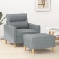 vidaXL Sessel mit Hocker Hellgrau 60 cm Stoff vidaXL Sessel mit Hocker Hellgrau 60 cm Stoff