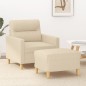 vidaXL Sessel mit Hocker Creme 60 cm Stoff vidaXL Sessel mit Hocker Creme 60 cm Stoff