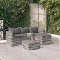 3-tlg. Garten-Lounge-Set mit Kissen Grau Poly Rattan 3-tlg. Garten-Lounge-Set mit Kissen Grau Poly Rattan