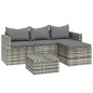 3-tlg. Garten-Lounge-Set mit Kissen Grau Poly Rattan 3-tlg. Garten-Lounge-Set mit Kissen Grau Poly Rattan