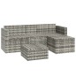 3-tlg. Garten-Lounge-Set mit Kissen Grau Poly Rattan 3-tlg. Garten-Lounge-Set mit Kissen Grau Poly Rattan