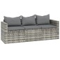 3-tlg. Garten-Lounge-Set mit Kissen Grau Poly Rattan 3-tlg. Garten-Lounge-Set mit Kissen Grau Poly Rattan