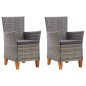 vidaXL Gartenstühle 2 Stk. mit Auflagen Poly Rattan Grau vidaXL Gartenstühle 2 Stk. mit Auflagen Poly Rattan Grau