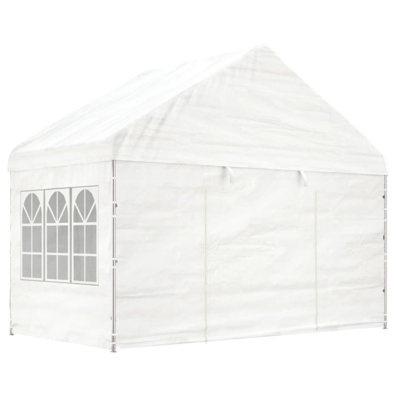 Pavillon mit Dach Weiß 4,08x2,23x3,22 m Polyethylen Pavillon mit Dach Weiß 4,08x2,23x3,22 m Polyethylen