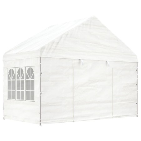 Pavillon mit Dach Weiß 4,08x2,23x3,22 m Polyethylen