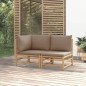 2-tlg. Garten-Lounge-Set mit Taupe Kissen Bambus 2-tlg. Garten-Lounge-Set mit Taupe Kissen Bambus