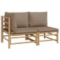 2-tlg. Garten-Lounge-Set mit Taupe Kissen Bambus 2-tlg. Garten-Lounge-Set mit Taupe Kissen Bambus