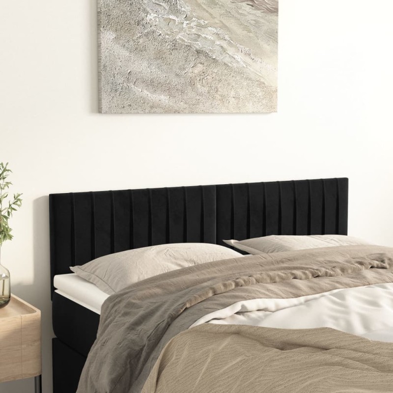 vidaXL Kopfteile 2 Stk. Schwarz 72x5x78/88 cm Samt