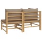2-tlg. Garten-Lounge-Set mit Taupe Kissen Bambus 2-tlg. Garten-Lounge-Set mit Taupe Kissen Bambus