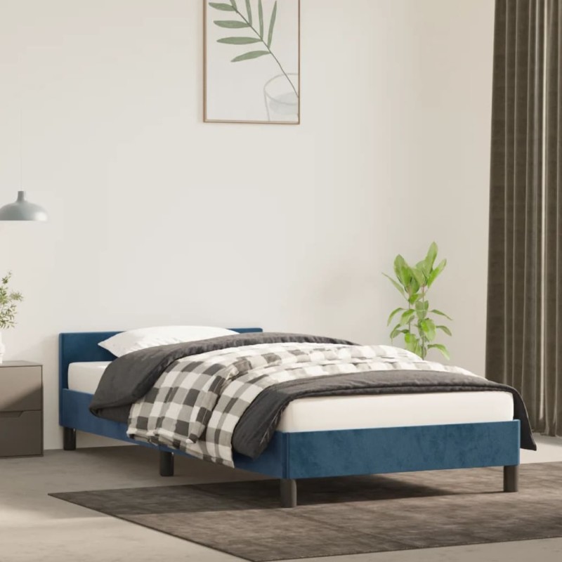 vidaXL Bettgestell mit Kopfteil Dunkelblau 100x200 cm Samt vidaXL Bettgestell mit Kopfteil Dunkelblau 100x200 cm Samt