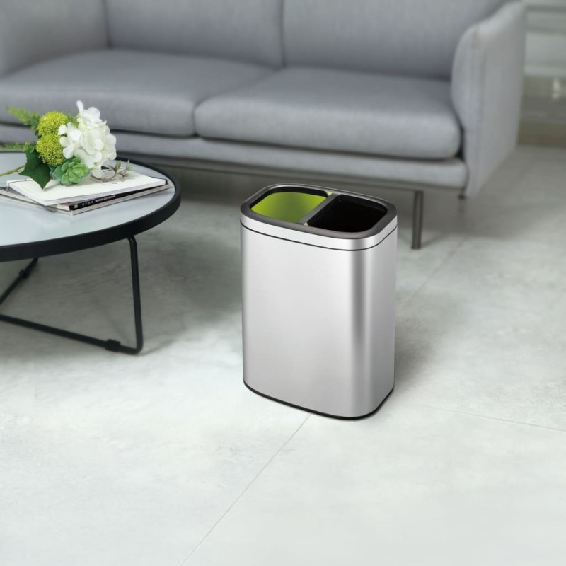 EKO Abfalleimer OLI-Cube 2x10 L Mattsilbern   