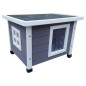@Pet Outdoor Katzenhaus 57x45x43 cm Holz Grau und Weiß @Pet Outdoor Katzenhaus 57x45x43 cm Holz Grau und Weiß