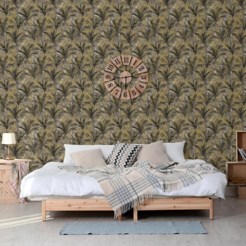DUTCH WALLCOVERINGS Tapete Palm Trees Golden und Schwarz DUTCH WALLCOVERINGS Tapete Palm Trees Golden und Schwarz