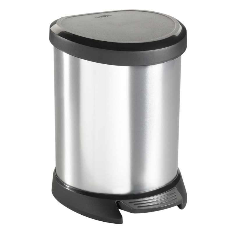 Curver Tretmülleimer Deco Oval 5L Silbern Curver Tretmülleimer Deco Oval 5L Silbern