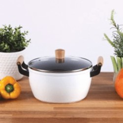 Livoo Schmortopf mit Holzgriffen 24 cm 5 L Weiß