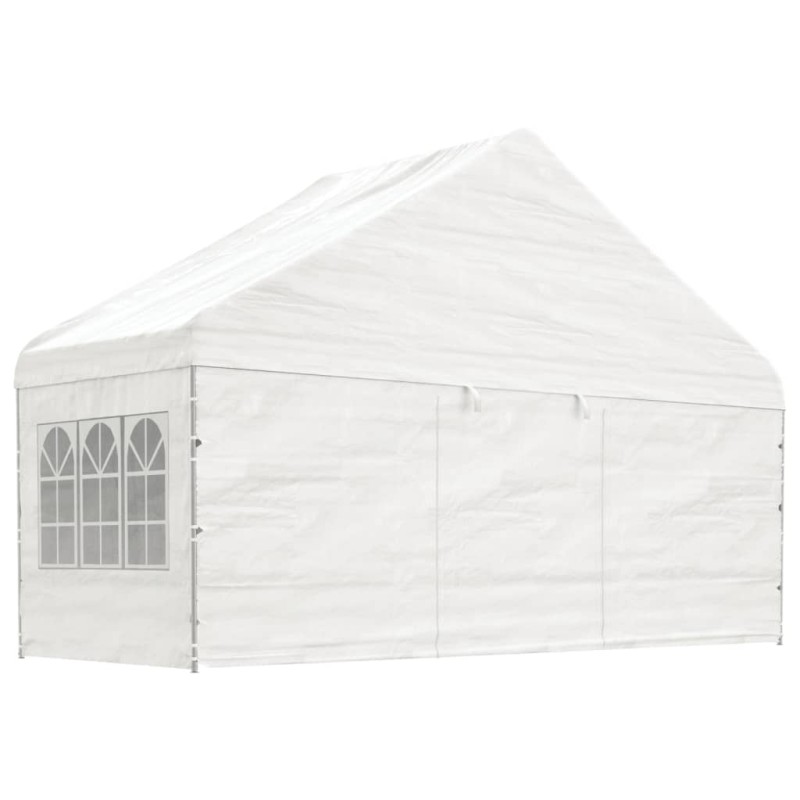 Pavillon mit Dach Weiß 5,88x2,23x3,75 m Polyethylen Pavillon mit Dach Weiß 5,88x2,23x3,75 m Polyethylen