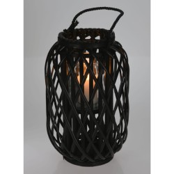 H&S Collection Laterne 40x26 cm Schilfrohr Schwarz