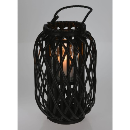 H&S Collection Laterne 40x26 cm Schilfrohr Schwarz
