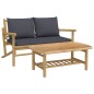 2-tlg. Garten-Lounge-Set mit Dunkelgrauen Kissen Bambus 2-tlg. Garten-Lounge-Set mit Dunkelgrauen Kissen Bambus