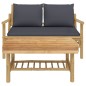 2-tlg. Garten-Lounge-Set mit Dunkelgrauen Kissen Bambus 2-tlg. Garten-Lounge-Set mit Dunkelgrauen Kissen Bambus