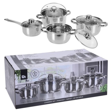 Excellent Houseware 8-tlg. Topfset aus Edelstahl 