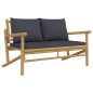 2-tlg. Garten-Lounge-Set mit Dunkelgrauen Kissen Bambus 2-tlg. Garten-Lounge-Set mit Dunkelgrauen Kissen Bambus