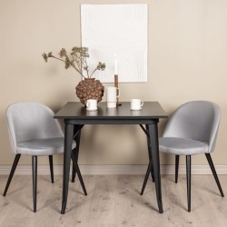 Venture Home Esszimmerstühle 2 Stk. Velvet Samt Schwarz und Grau