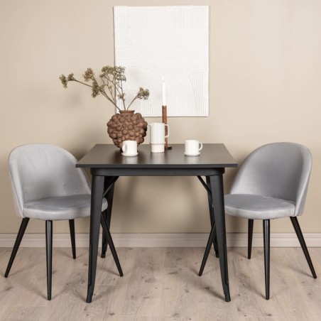 Venture Home Esszimmerstühle 2 Stk. Velvet Samt Schwarz und Grau