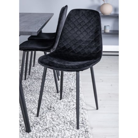 Venture Home Esszimmerstühle 2 Stk. Polar Samt mit Ziernähten Schwarz
