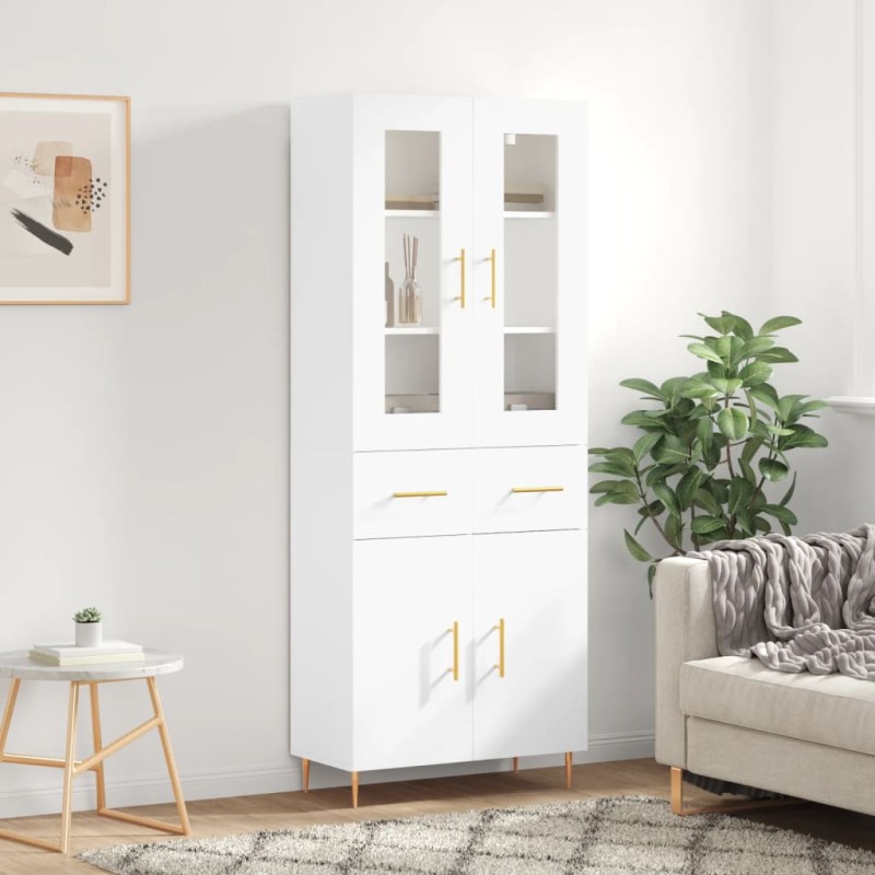 Highboard Weiß 69,5x34x180 cm Holzwerkstoff Highboard Weiß 69,5x34x180 cm Holzwerkstoff