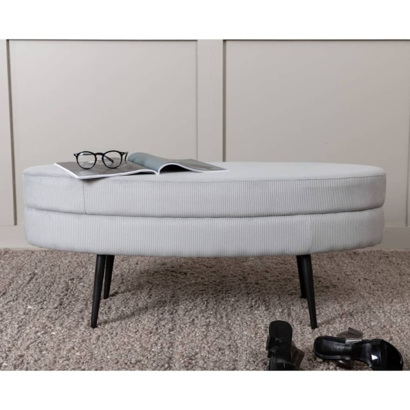 Venture Home Ottomane Otto 100x40x41 cm Kord Schwarz und Grau Venture Home Ottomane Otto 100x40x41 cm Kord Schwarz und Grau