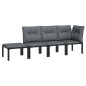 4-tlg. Garten-Lounge-Set Schwarz und Grau Poly Rattan 4-tlg. Garten-Lounge-Set Schwarz und Grau Poly Rattan