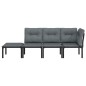 4-tlg. Garten-Lounge-Set Schwarz und Grau Poly Rattan 4-tlg. Garten-Lounge-Set Schwarz und Grau Poly Rattan