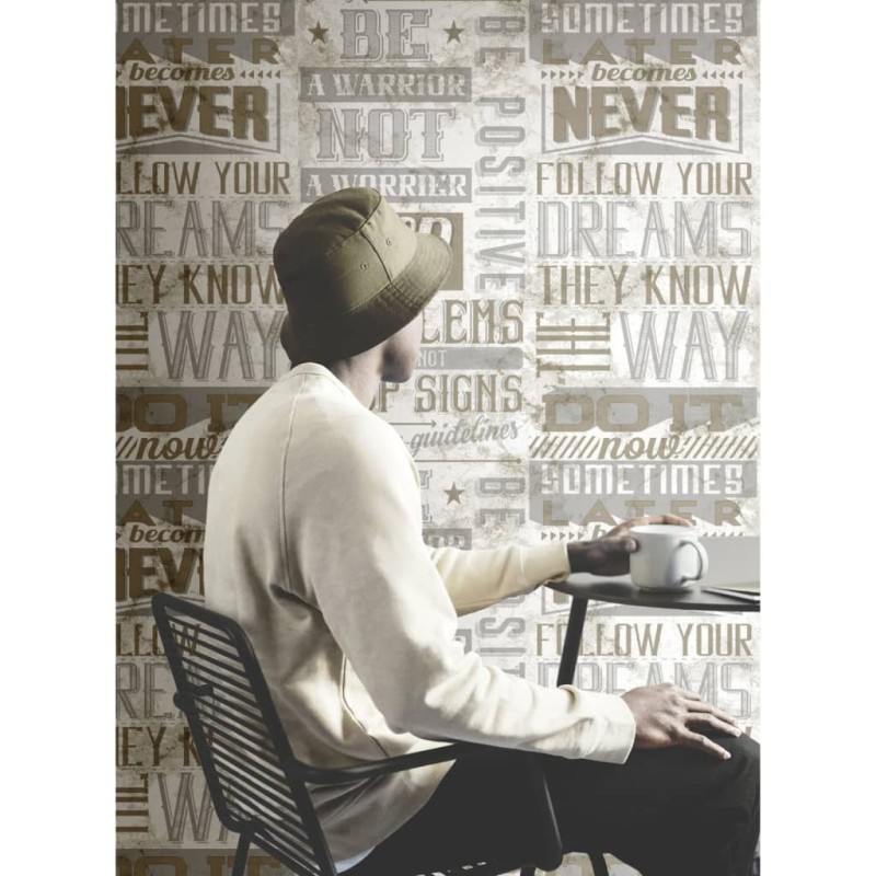 Noordwand Tapete Friends & Coffee Words and Letters Metallic und Beige Noordwand Tapete Friends & Coffee Words and Letters Metallic und Beige