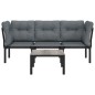 vidaXL 4-tlg. Garten-Lounge-Set Schwarz und Grau Poly Rattan vidaXL 4-tlg. Garten-Lounge-Set Schwarz und Grau Poly Rattan
