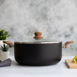 Livoo Kochtopf Stein- & Holz-Optik 28 cm 6 L Aluminium