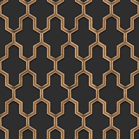 DUTCH WALLCOVERINGS Tapete Geometric Schwarz und Golden