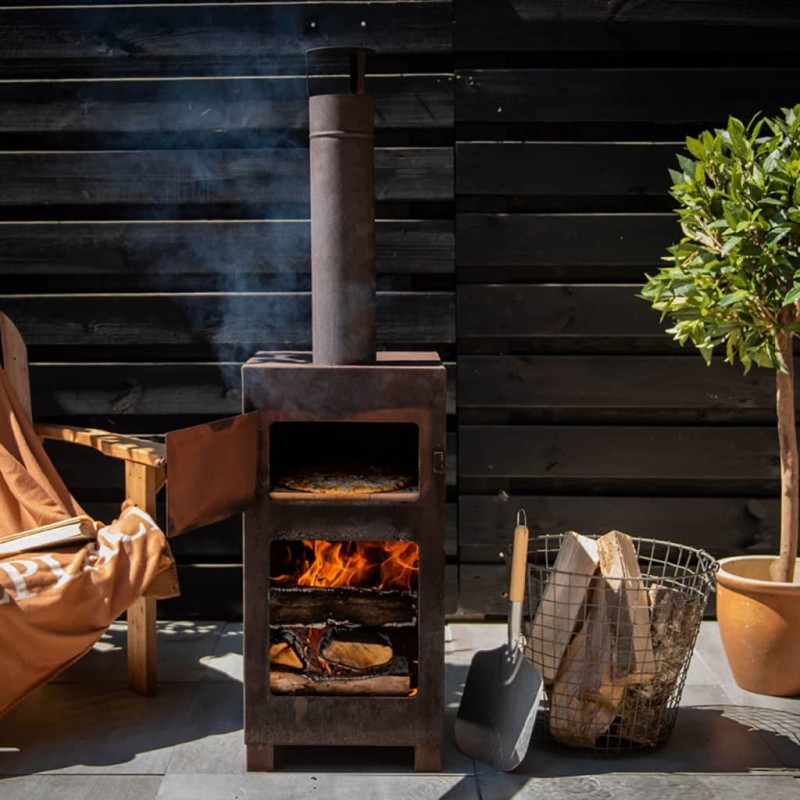 Esschert Design Terrassenofen mit Pizzaofen Rostbraun Esschert Design Terrassenofen mit Pizzaofen Rostbraun