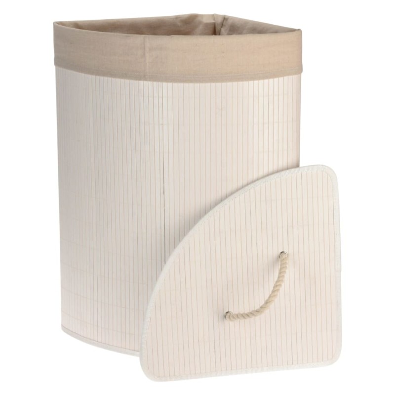 Bathroom Solutions Eck-Wäschekorb Bambus Weiß Bathroom Solutions Eck-Wäschekorb Bambus Weiß