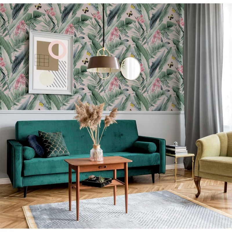 DUTCH WALLCOVERINGS Tapete Lush Tropical Rosa und Blau DUTCH WALLCOVERINGS Tapete Lush Tropical Rosa und Blau