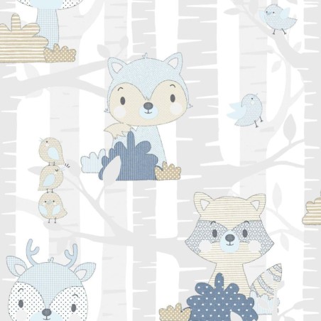 Noordwand Tapete Mondo baby Forest Animals Weiß und Blau