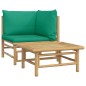 2-tlg. Garten-Lounge-Set mit Grünen Kissen Bambus 2-tlg. Garten-Lounge-Set mit Grünen Kissen Bambus