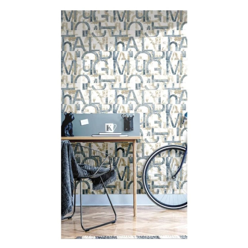 Noordwand Tapete Friends & Coffee Words and Letters Blau und Metallic Noordwand Tapete Friends & Coffee Words and Letters Blau und Metallic