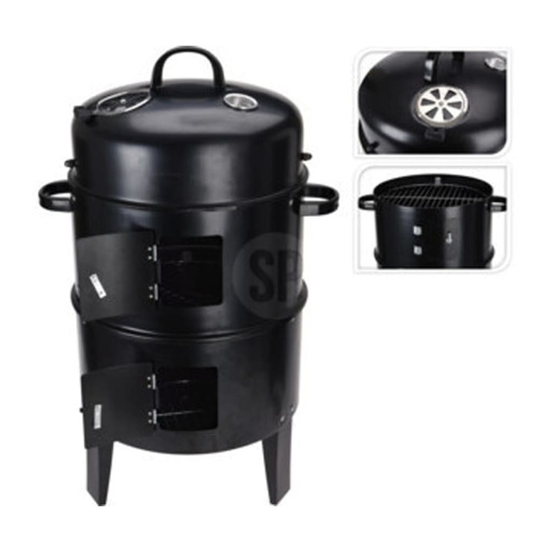 ProGarden Holzkohlegrill mit Schornstein und 2 Grillrosten Schwarz ProGarden Holzkohlegrill mit Schornstein und 2 Grillrosten Schwarz