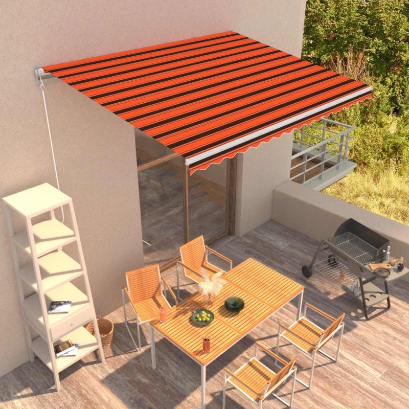 vidaXL Einziehbare Markise Handbetrieben 400 x 300 cm Orange und Braun vidaXL Einziehbare Markise Handbetrieben 400 x 300 cm Orange und Braun