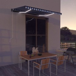 vidaXL Markise mit Windsensor & LED 350x250cm Blau und Weiß